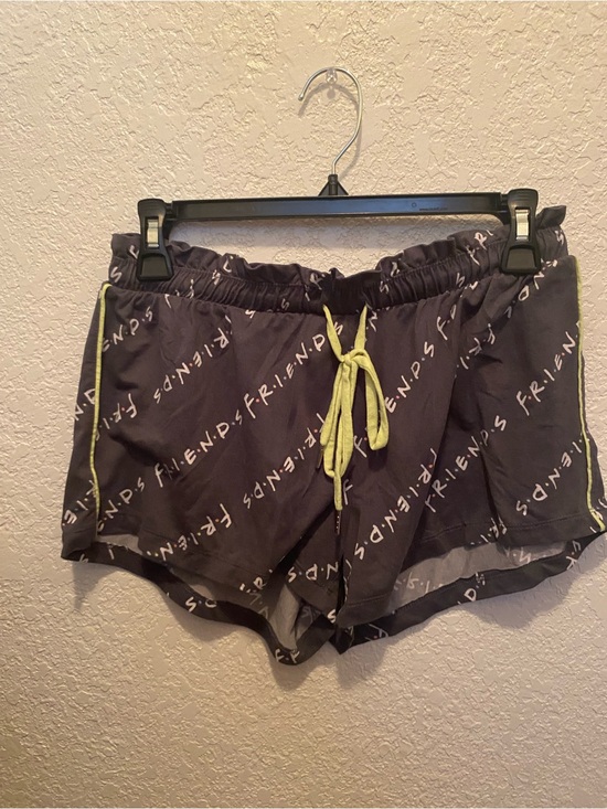 FRIENDS Pants - FRIENDS Black Graphic Athletic Shorts with Lime Drawstring